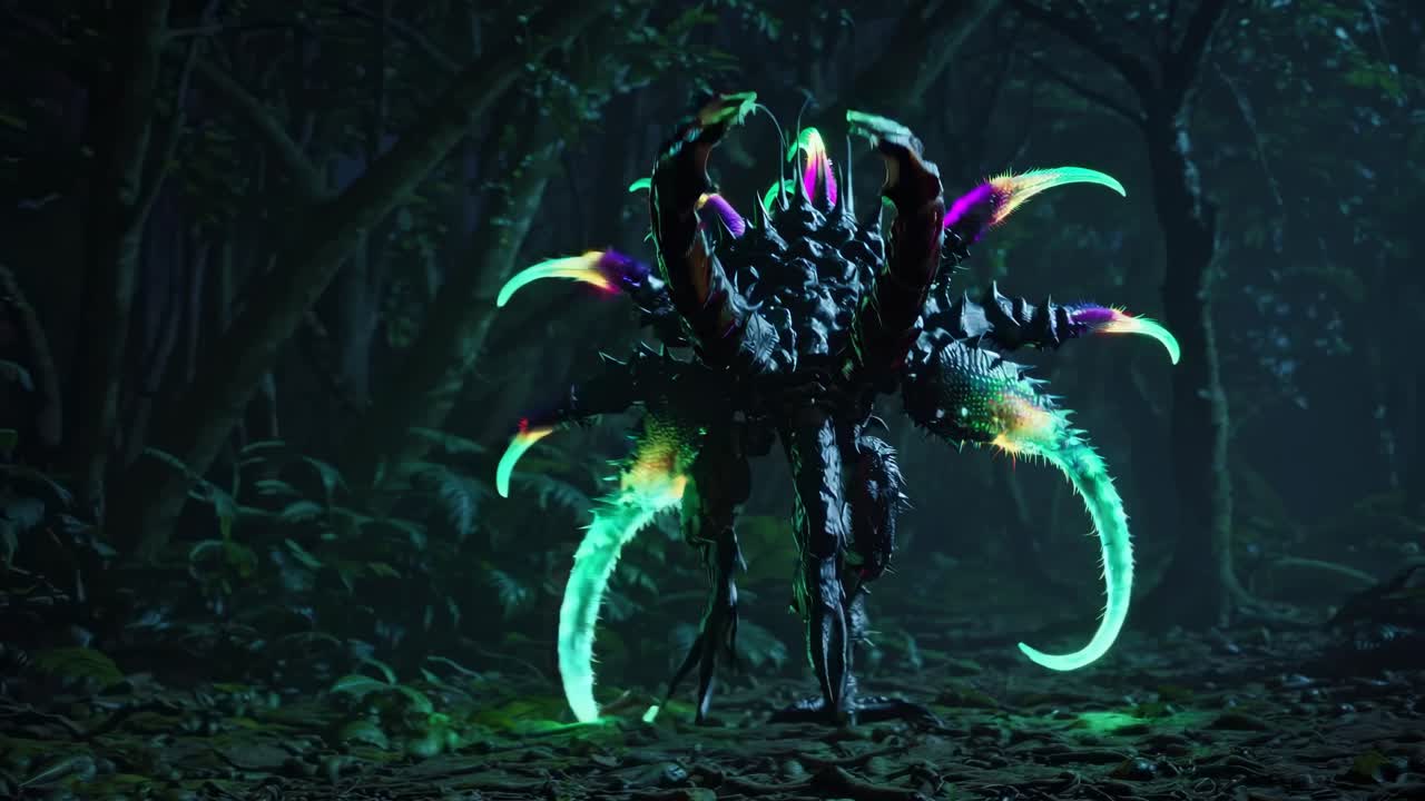 Glowing Creature in a Dark Jungle