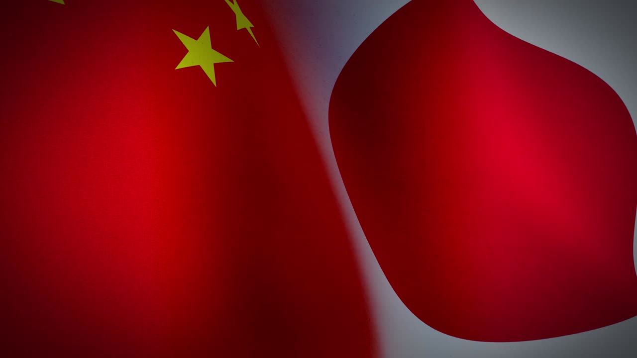 China and Japan flag showing cooperation and friendship.