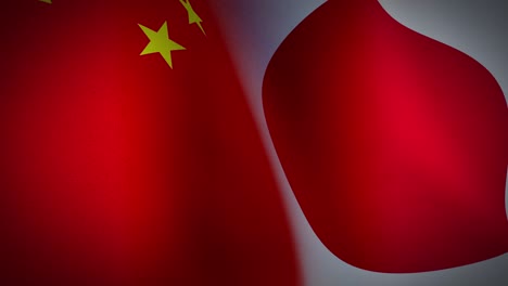 china and japan flag showing cooperation and friendship.