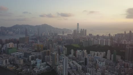 imagen aérea del distrito de kowloon en hong kong