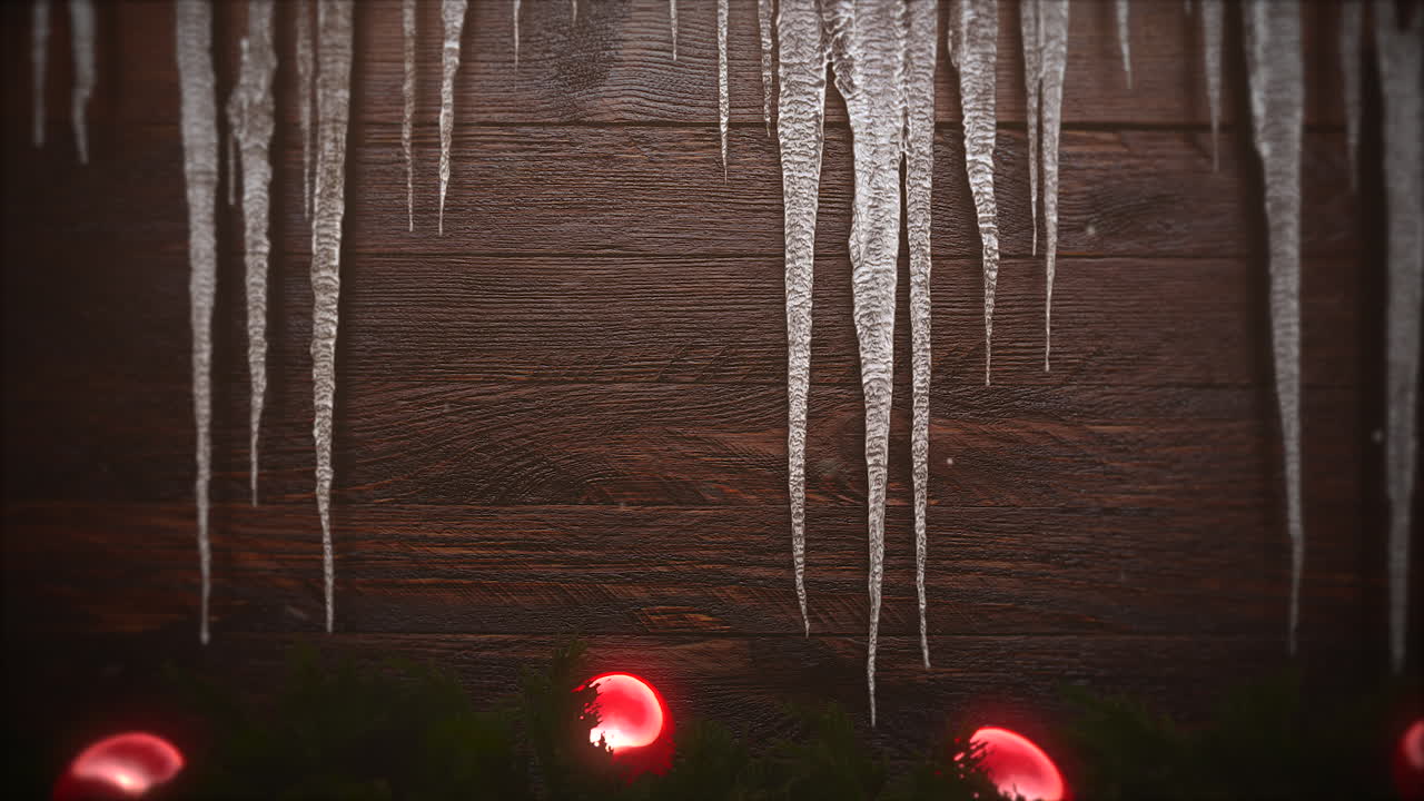 애니메이션 근접 촬영 빨간 공 및 고드름 나무 배경 1