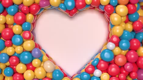 los globos brillantes que llenan la pantalla. los globos forman forma de corazón en el centro.
