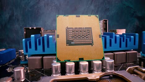 primer plano del procesador central del chip de cpu de la computadora. concepto de tecnología informática moderna.