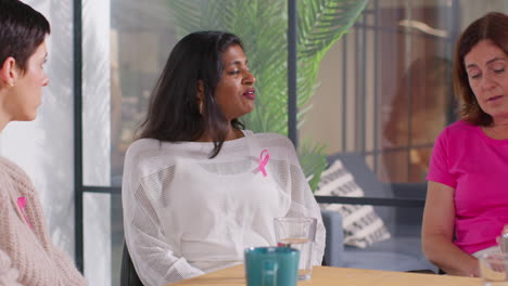 Mature-Woman-Wearing-Pink-Breast-Cancer-Awareness-Ribbon-Talking-At-Meeting-Of-Therapy-Support-Group-For-Cancer-Treatment-Patients-3