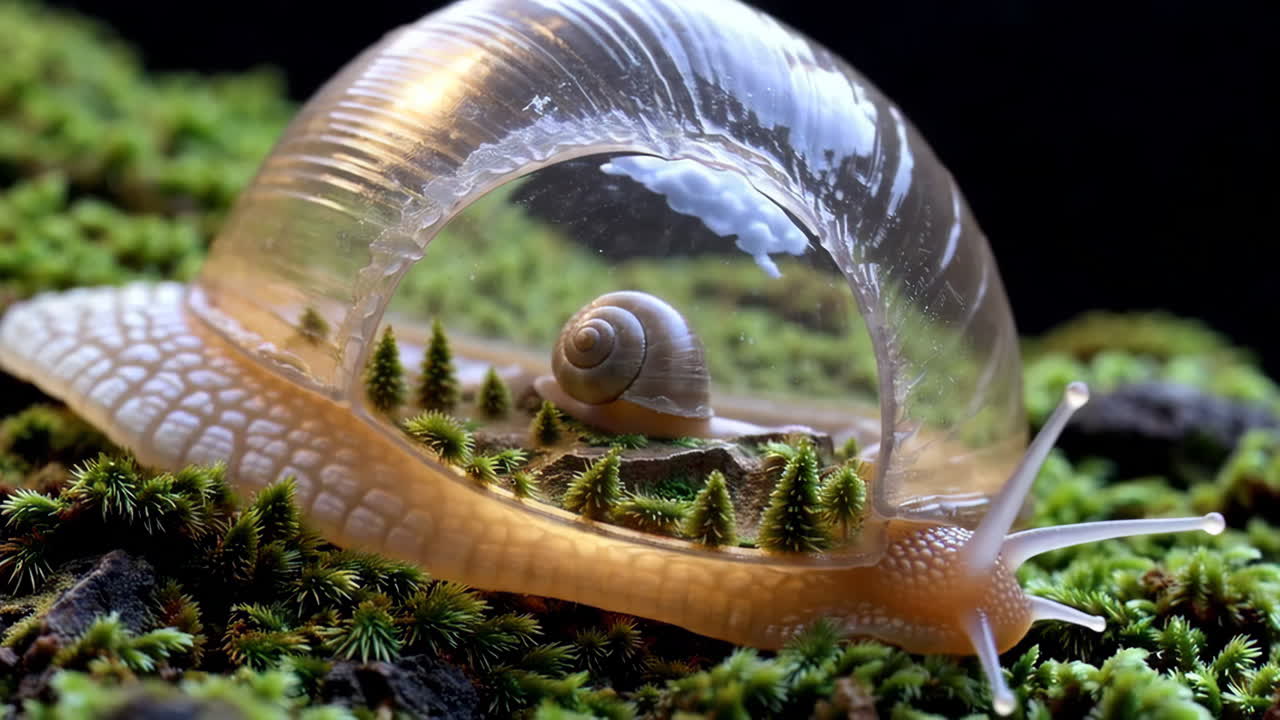 Snail in a Miniature Glass World