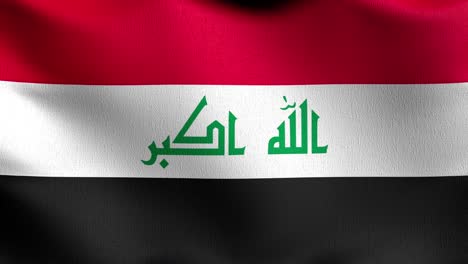 bucle sin costura 4k vdo. bandera nacional de iraq soplando en el viento aislado. diseño abstracto patriótico oficial. ilustración de renderización 3d del símbolo del signo ondulante.