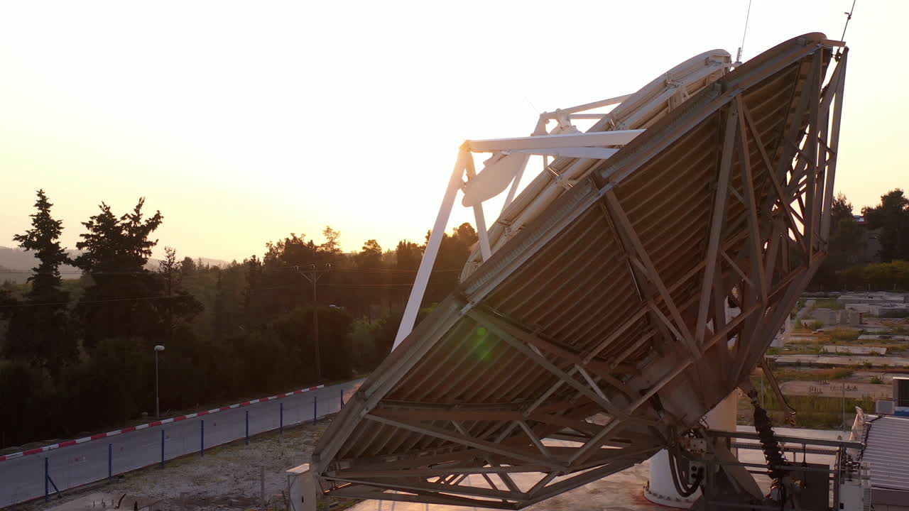 Satellite Dishes at sunset- Aerial view