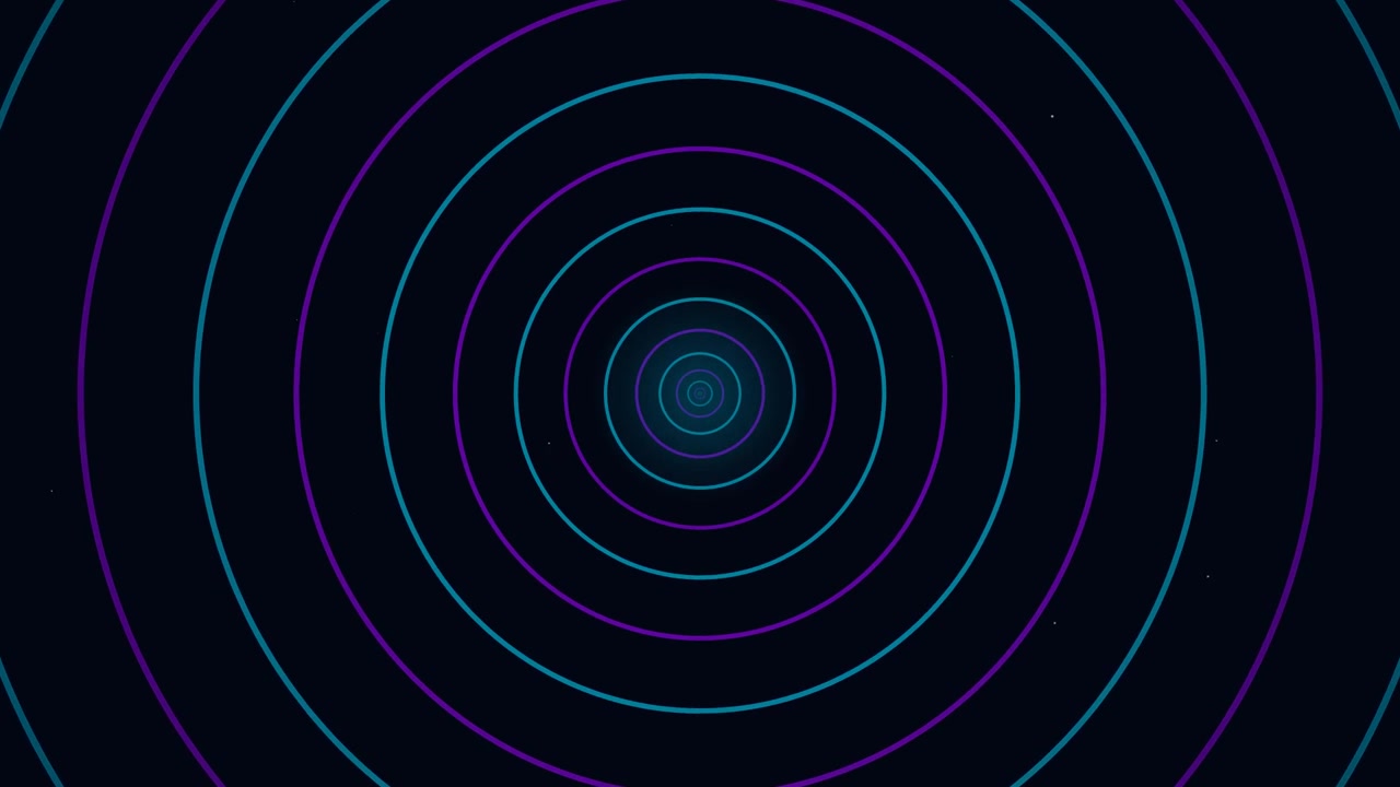 Abstract Animation of Concentric Neon Circles Expanding