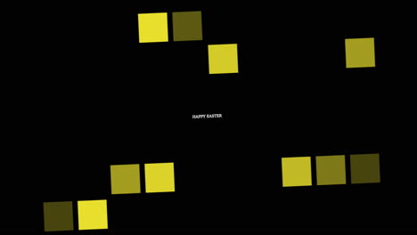 Happy Easter with yellow cubes pattern on fashion black gradient