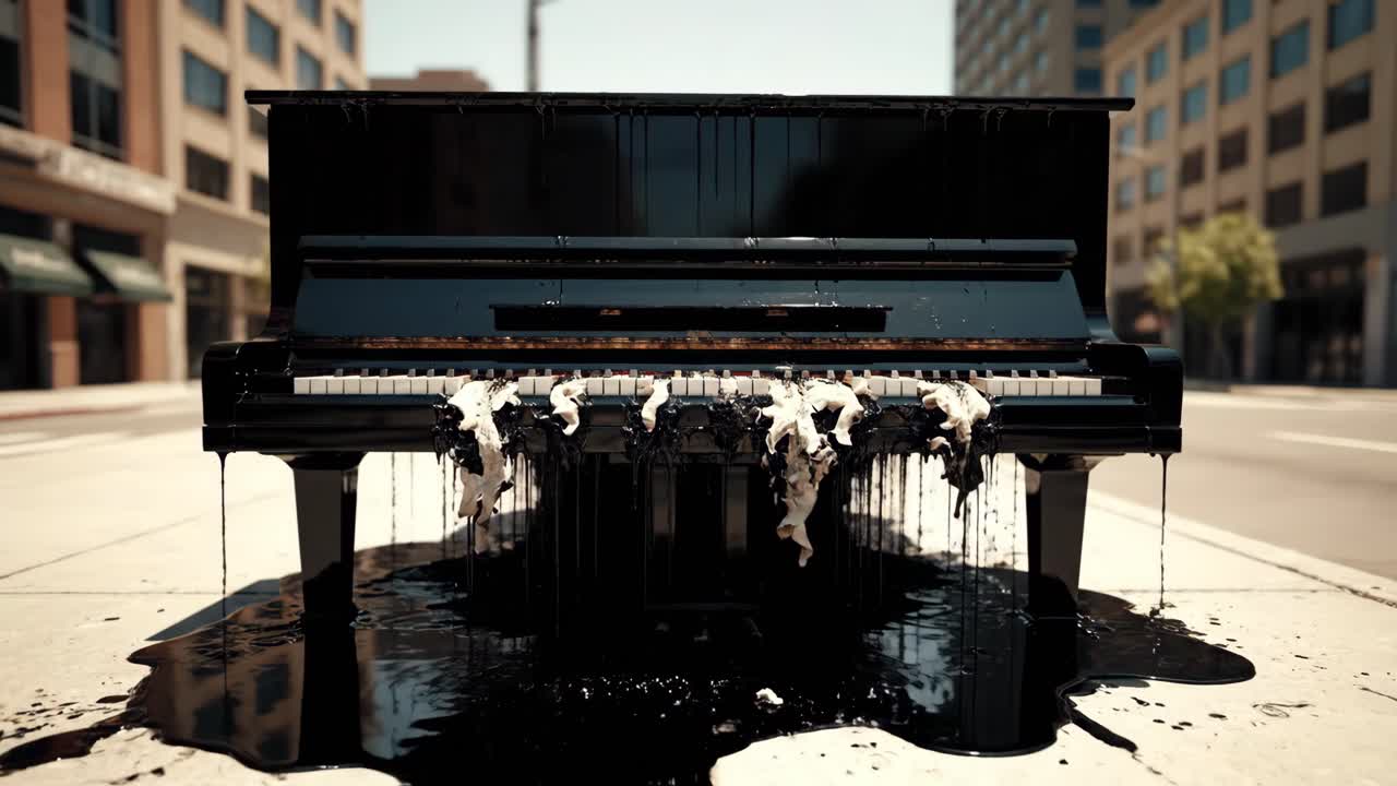Melting Piano Street Art