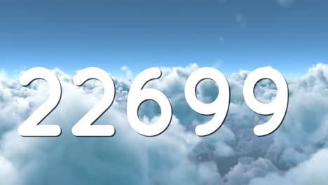 animation of counting numbers over clouds