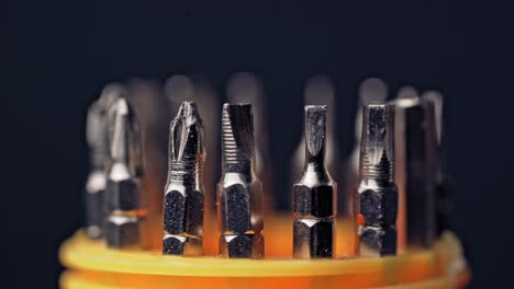 Set of removable bits for the screwdrivers. All the screwdriver tips together