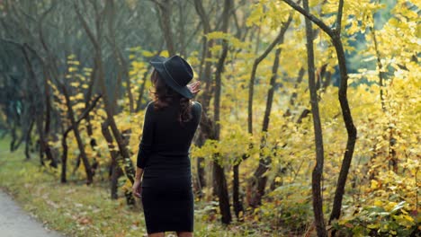 woman relaxing in park. happy attractive woman relaxing in sunny autumn park