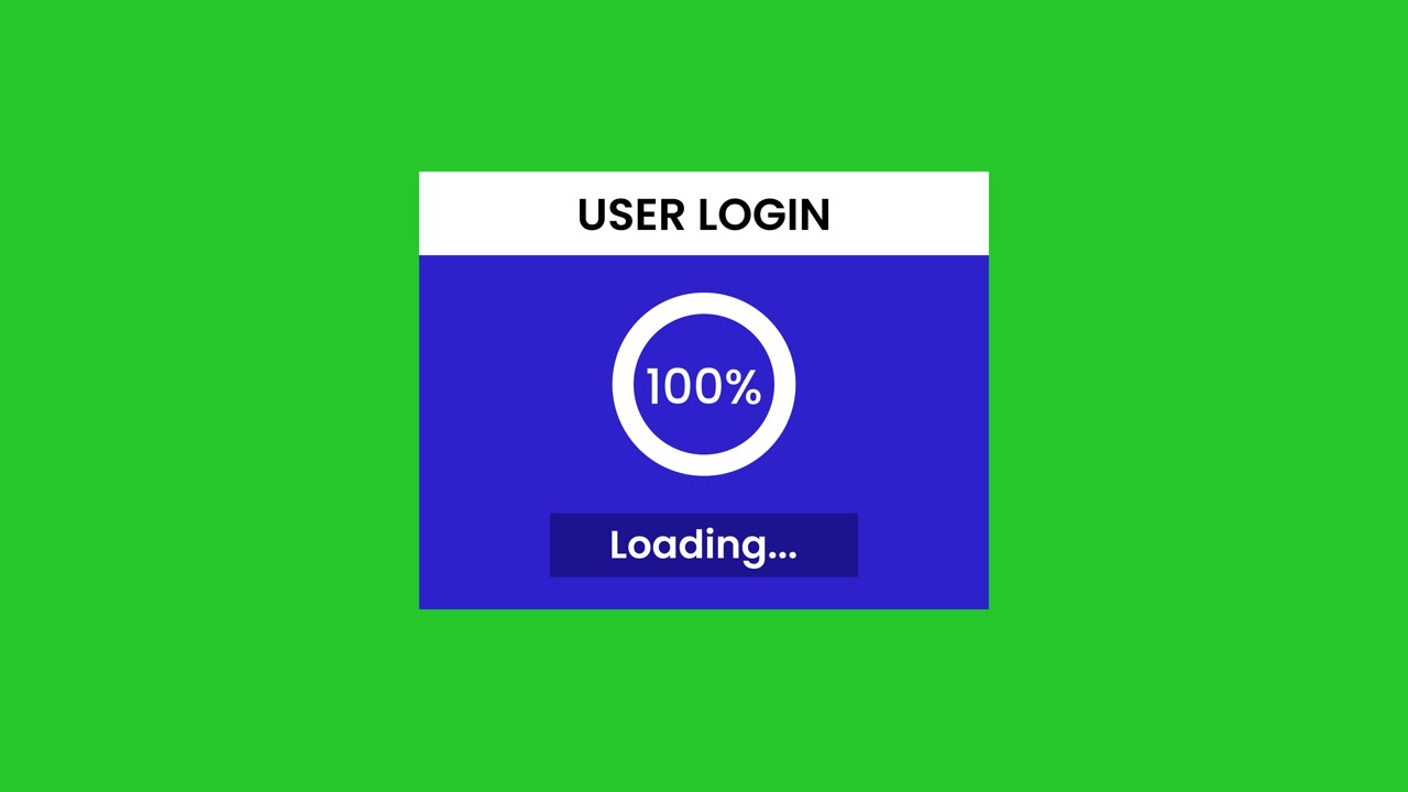 Secure user login interface loading circle animation isolated on green background