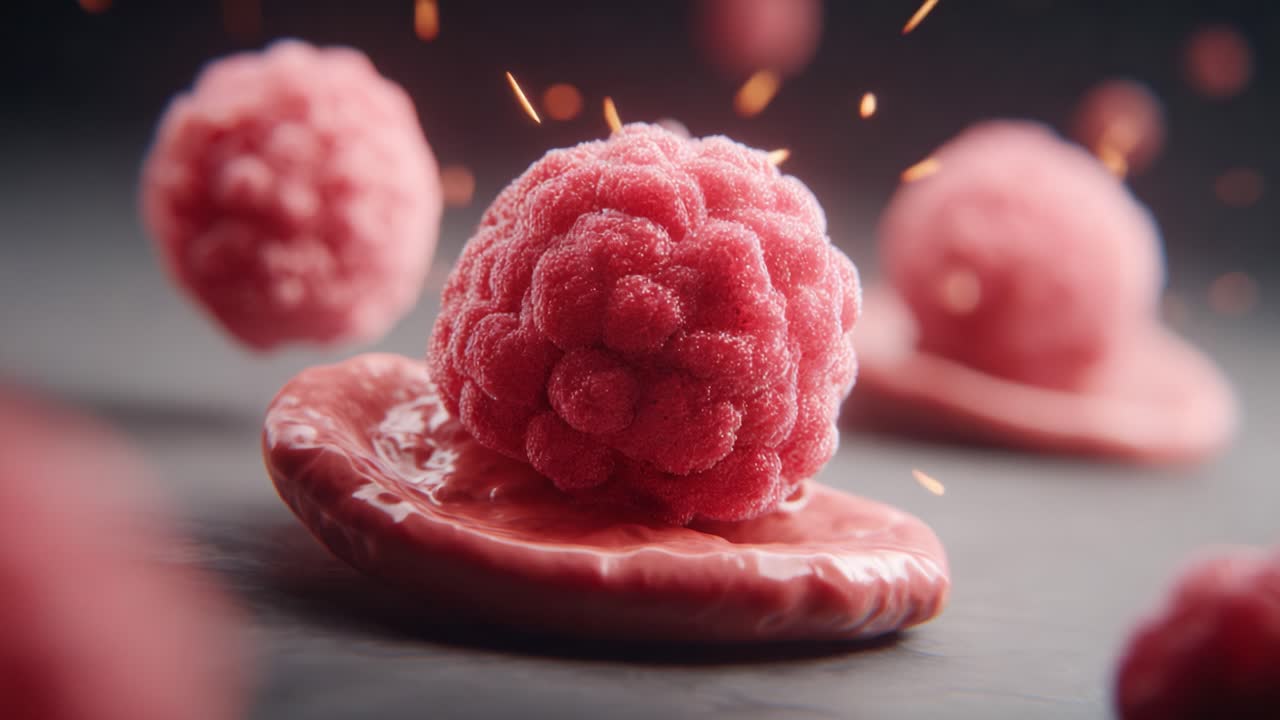 A Captivating Visualization of Cellular Structures: Exploring the Intricacies of Microscopic Organisms and Their Dynamic Interactions in a Vibrant Background