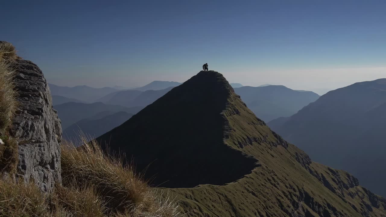 excursionistas en la cumbre de la montaña