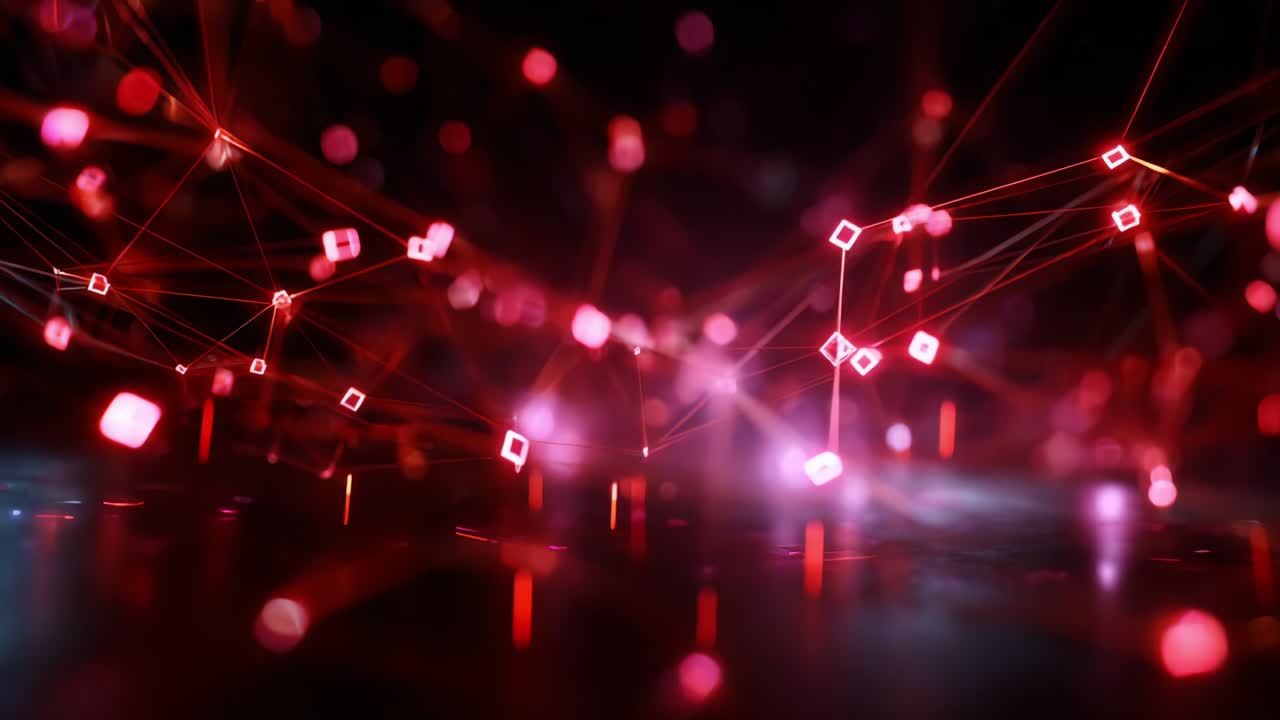 An Expansive Digital Universe of Glowing Red Connections: Explore the Intricate Web of Light and Motion that Defines the Future of Data Visualization in Stunning Detail