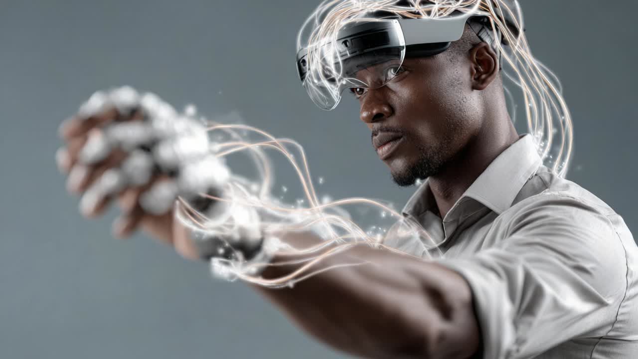 가상현실 기술을 사용하는 사람