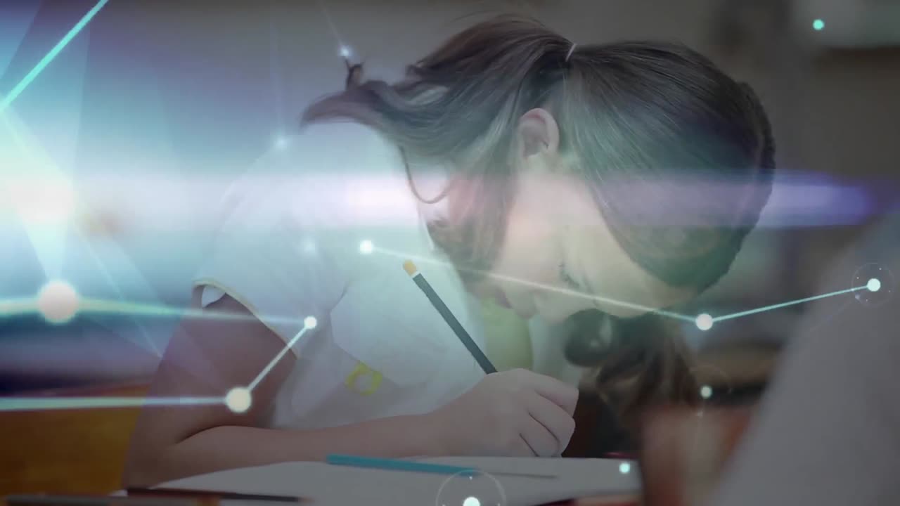 animación de la red de conexiones a través de la escritura de las escolares