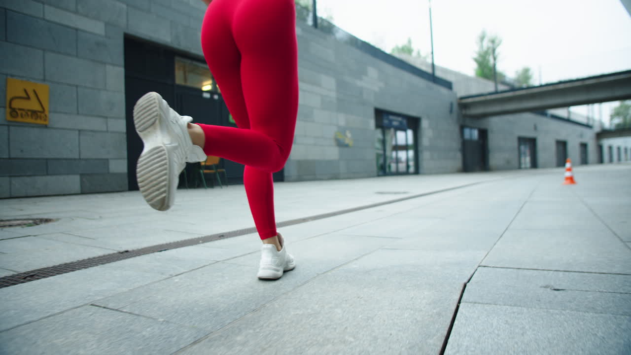 Closeup woman's legs running outdoor