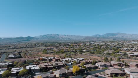 pullback aerial view of ivins, utah in southern utah