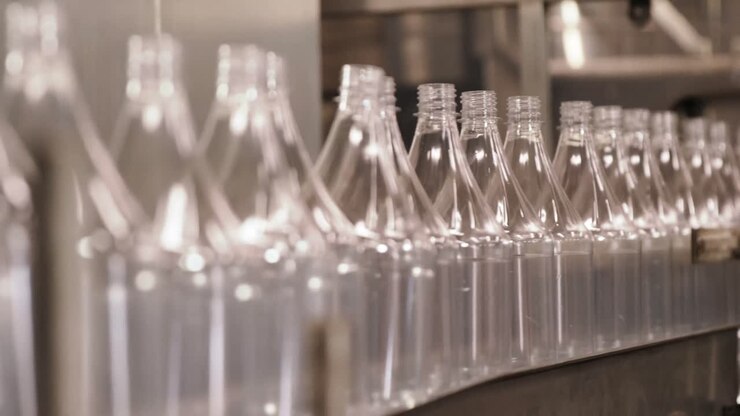Bottle moving on production line