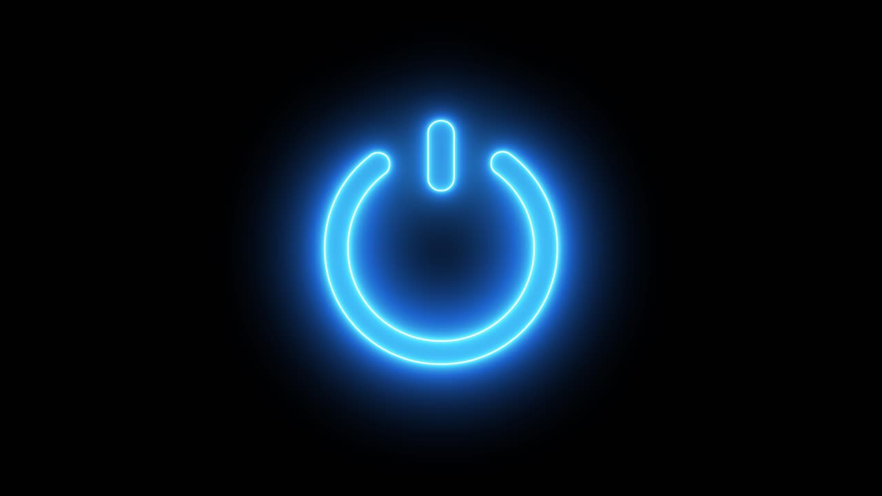 Blue Neon Power Button Symbol