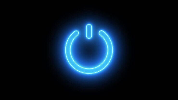 Blue Neon Power Button Symbol