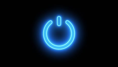 blue neon power button symbol