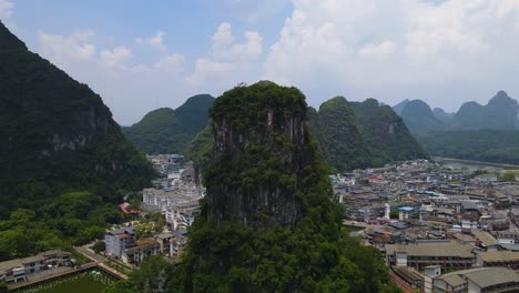 unique land formation landscape in guilin, yangshuo, china - aerial