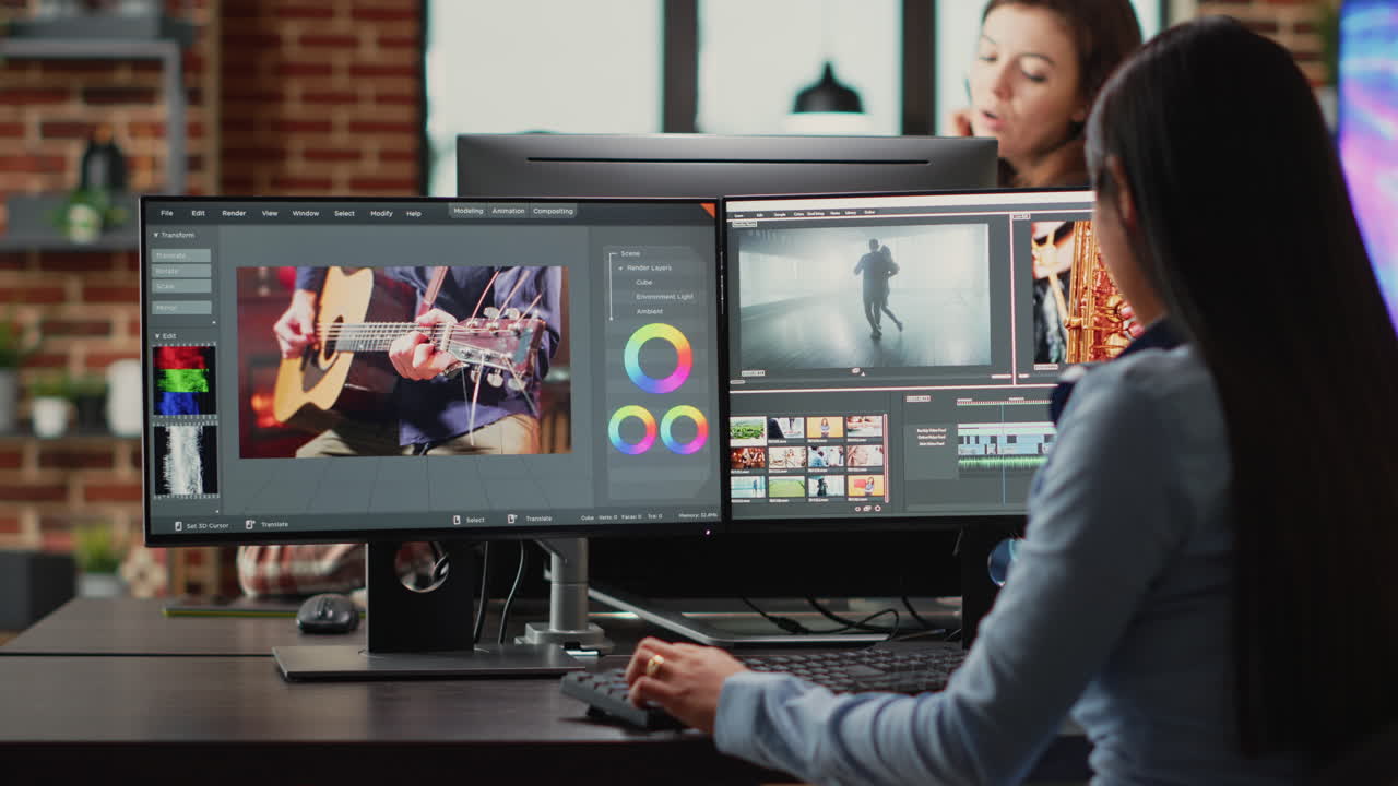 Graphic designer creating professional movie content