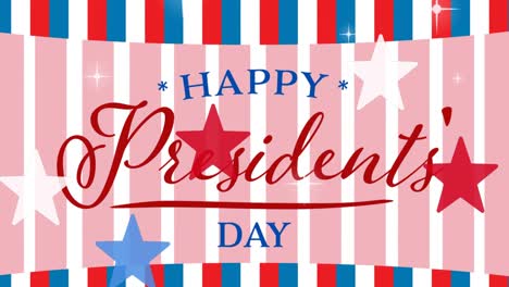 Animation-of-presidents'-day-text-over-red,-white-and-blue-of-united-states-of-america