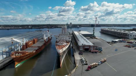 ss united states historic abandoned ship in philadelphia drone shot right to left on bow