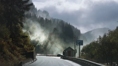 revealing shot of the latefossen waterfall, norway