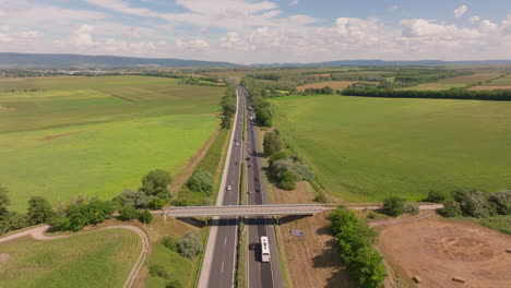 aerial view of a highway in the countryside