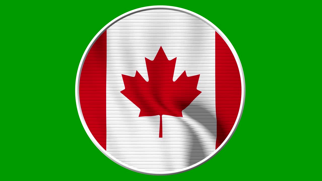 Canada Circular Flag Loop - Realistic 4K flag waving in the wind