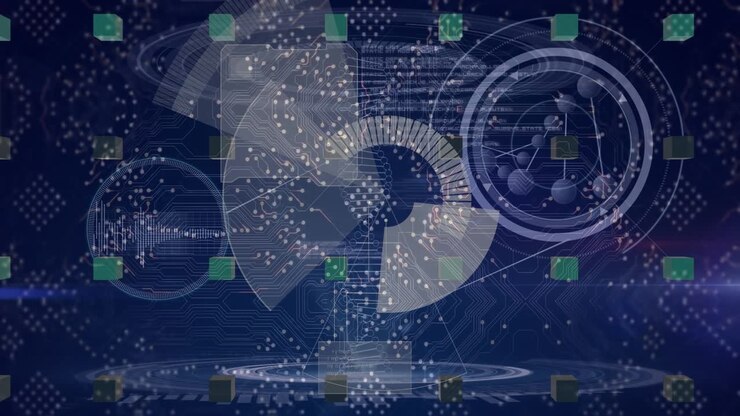 Animation af globus over personikoner med databehandling og netværk af forbindelser