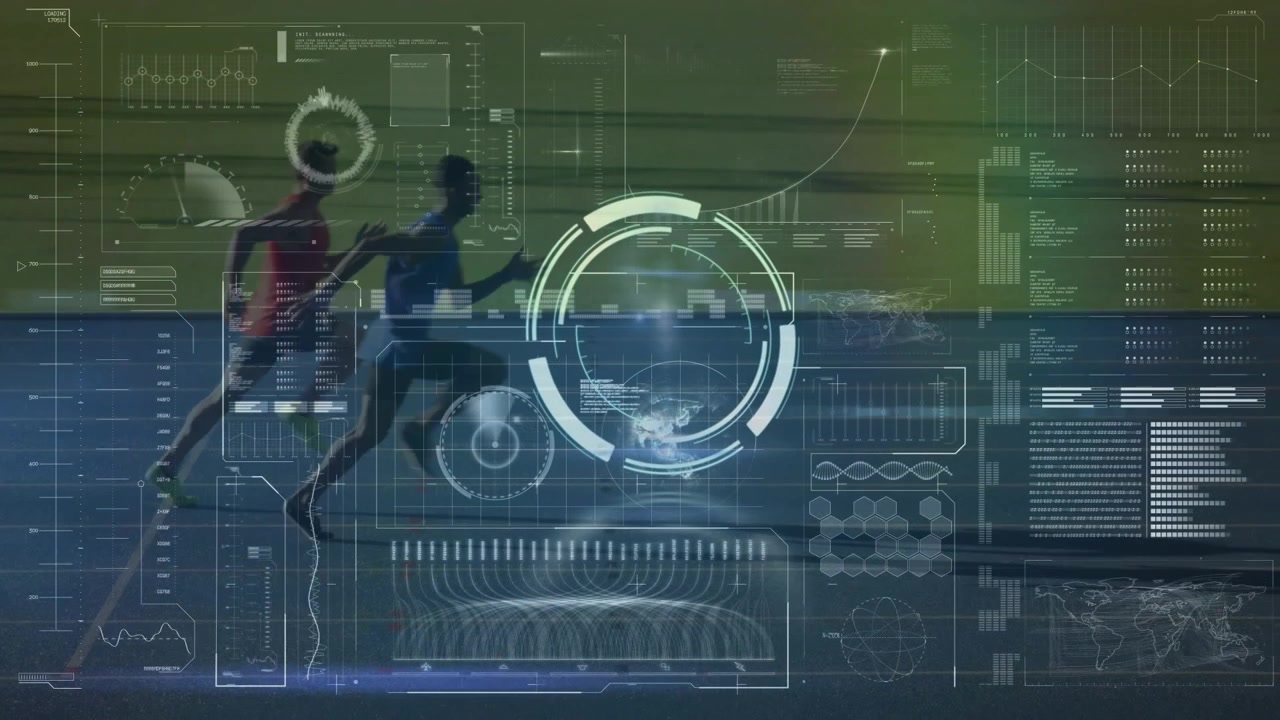 Animation of data processing over african american male runners