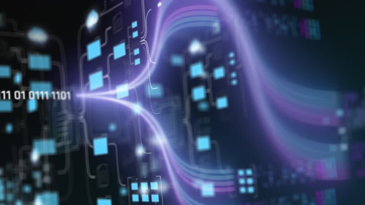 Distribution of data network with line connections, background animation