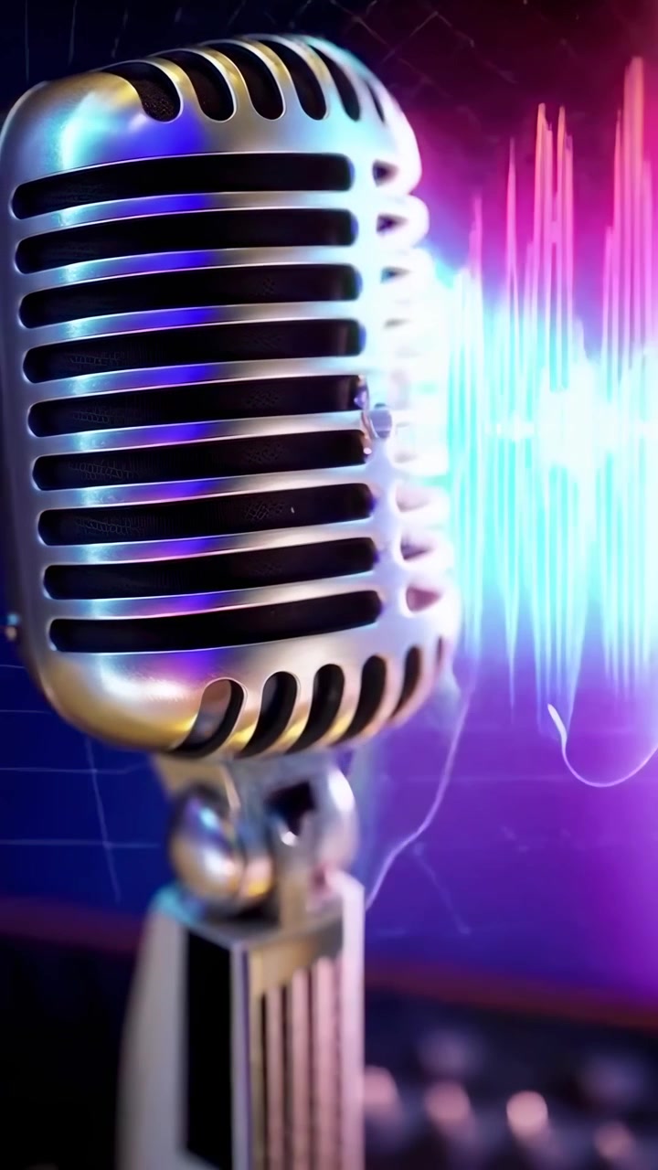 Microfono retrò con visualizzazione luminosa dello spettro audio