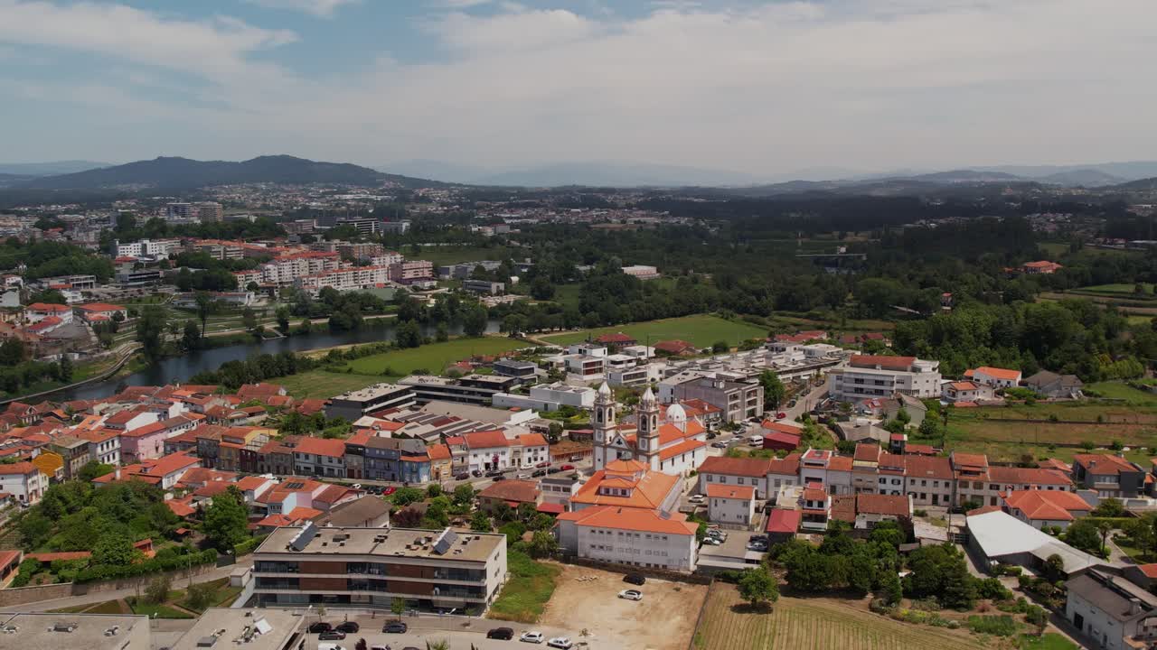 aerial view of Barcelinhos Barcelos Portugal featuring the Cávado River and surrounding landscape