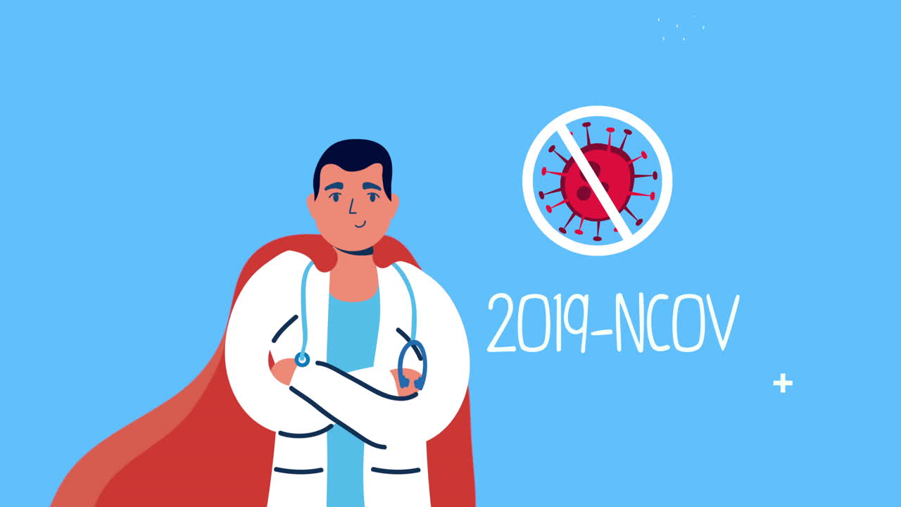 영웅의 망토와 코로나19 신호를 멈추는 전문 의사