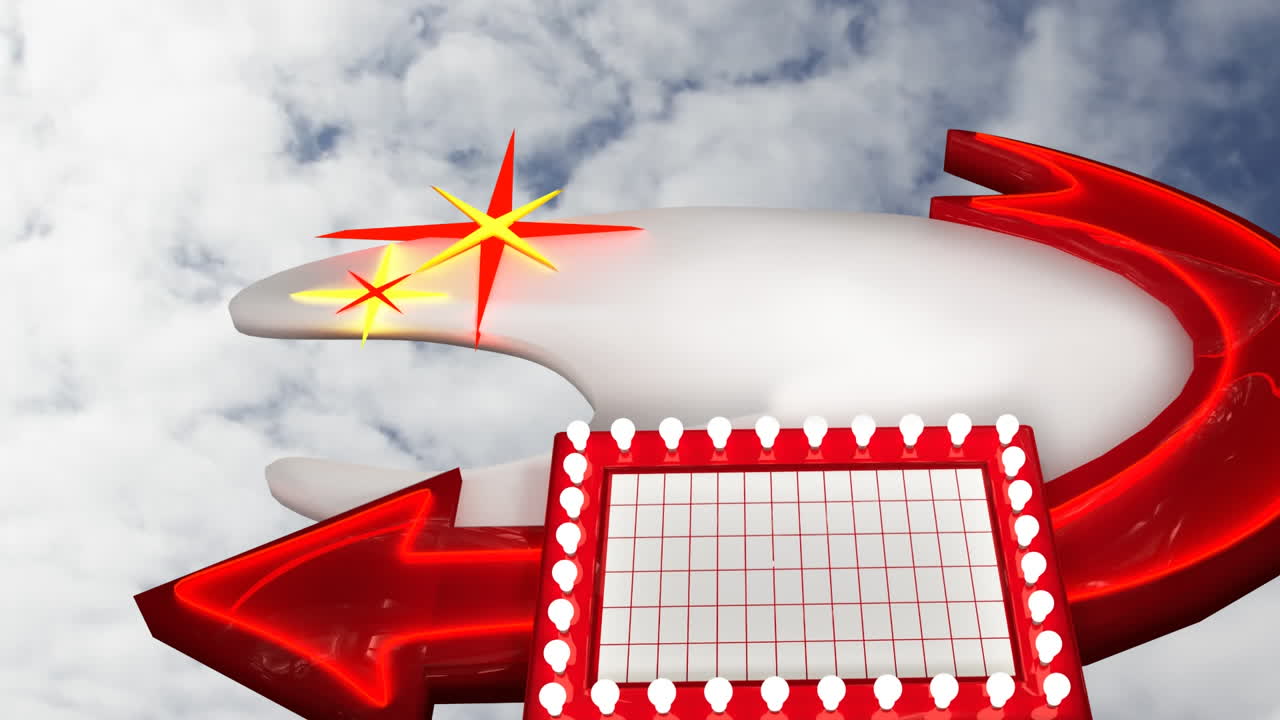 배경 에 빠르게 움직이는 구름 과 함께 빨간 별 을 가진 레트로 신호