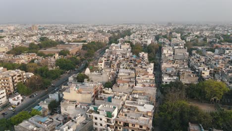 top aerial view of indian city rooftops new delhi west delhi 4k-6