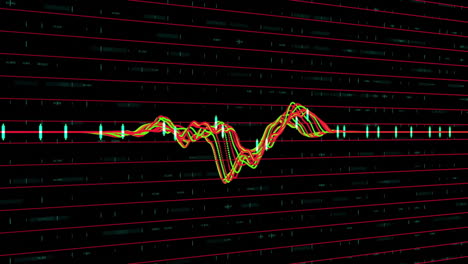 animación del procesamiento de datos y diagrama sobre fondo negro