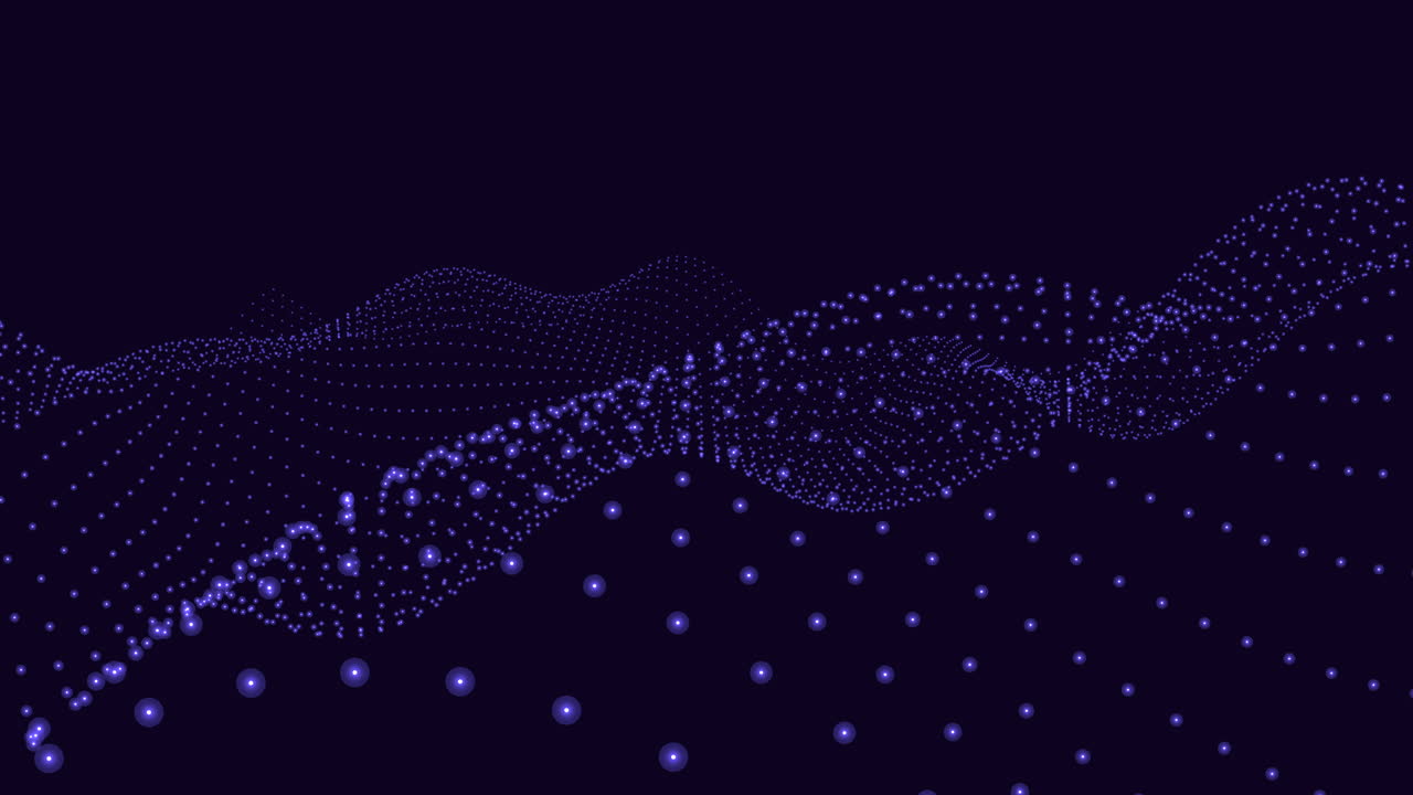Digitally illustrated blue and purple wave pattern on black background