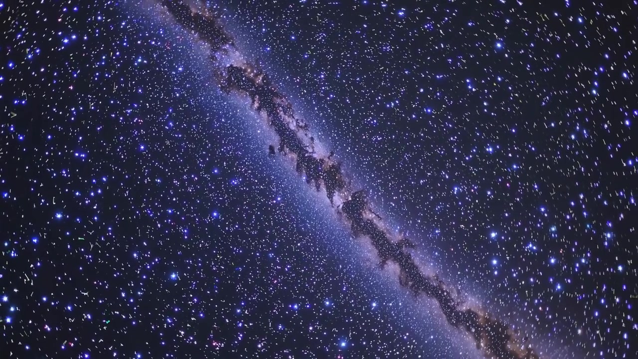 Milchstraßengalaxie rotiert durch ein sternenerfülltes Universum