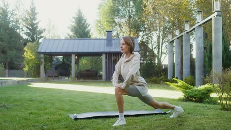 woman stretching outdoors