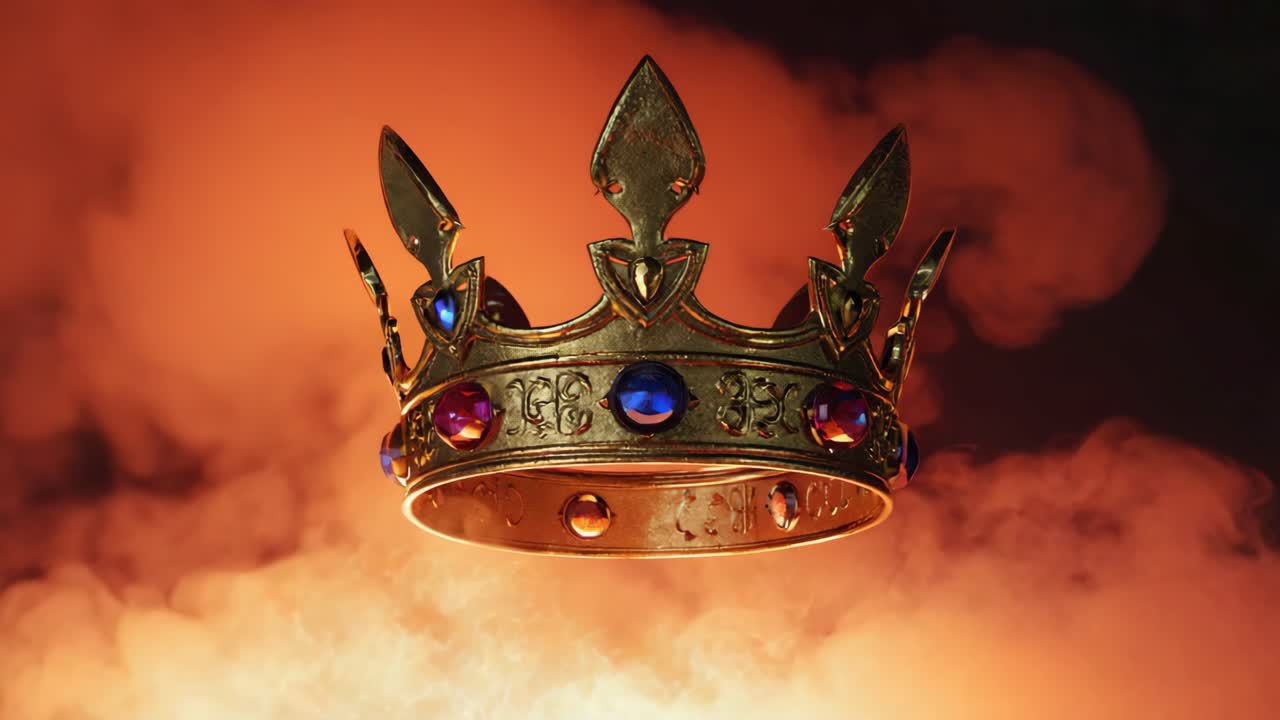 귀중한 돌로 된 황금 왕관