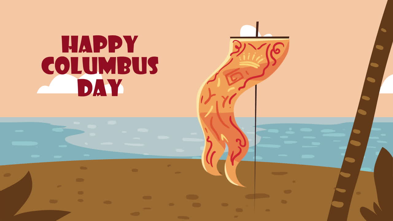 해피 콜럼버스 데이 레터링 애니메이션